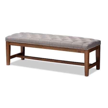 Baxton Studio Ainsley Grey Upholstered Walnut Finished Rubberwood Bench 147-8231